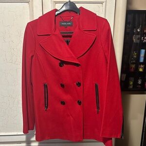 Black Rivet Women's Vibrant Red Peacoat